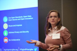 Woman speaking at conference