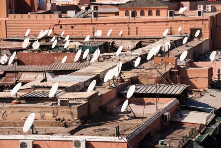 Satellite dishes on roofs