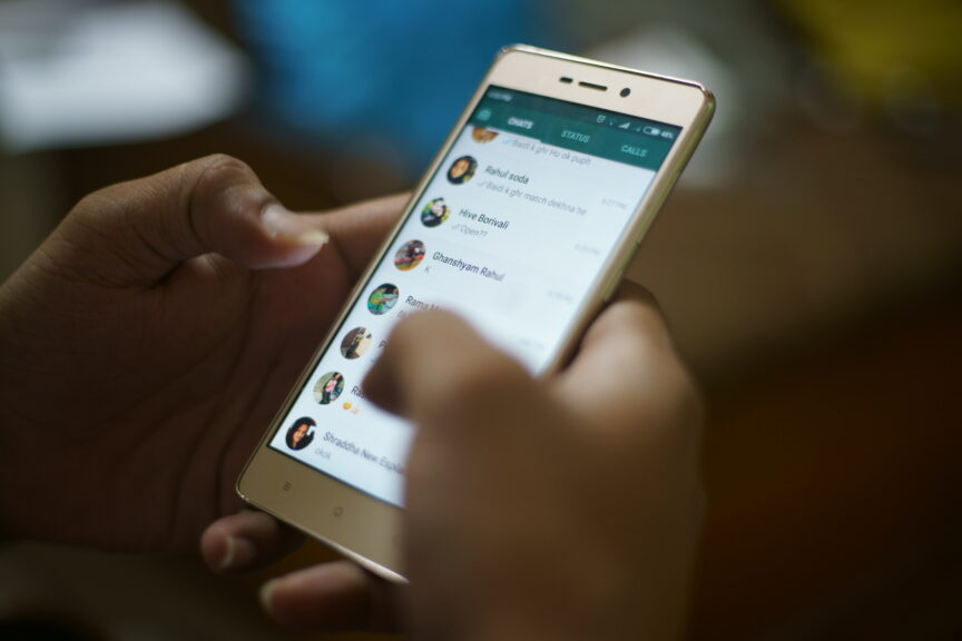 Using messaging app on phone
